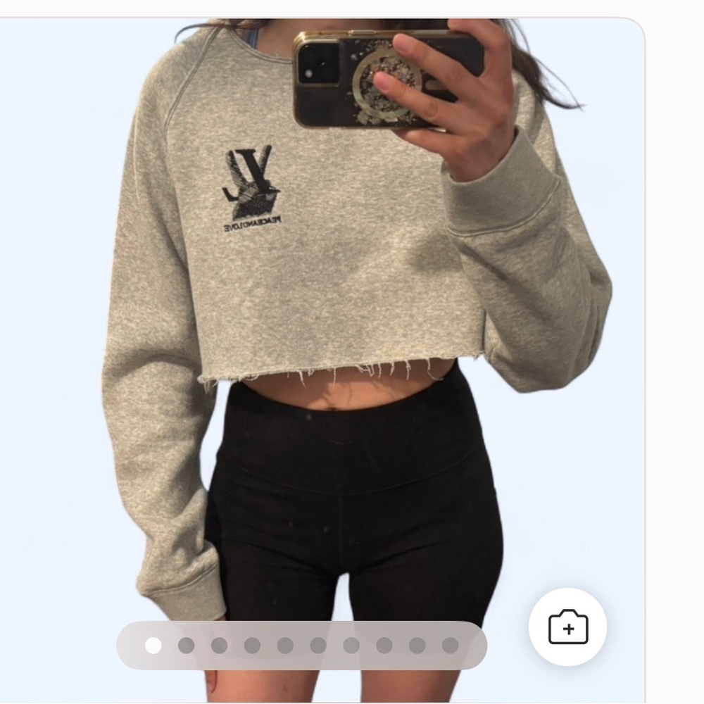 Louis Vuitton Light Gray Cropped Cowl Neck Sweater